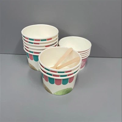 8oz Maxsus bosilgan muzqaymoq qog'ozli stakan